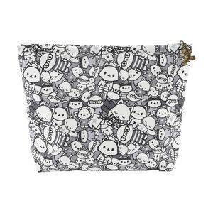 Cartoon Cats Medium Cosmetic Bag for Outdoor Activities Gray White